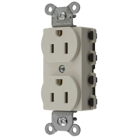 HUBBELL WIRING DEVICE-KELLEMS Straight Blade Devices, Receptacles, Duplex, SNAPConnect, 2-Pole 3-Wire Grounding, 15A 125V, 5-15R, Light Almond, Nylon, USA. SNAP5262LANA